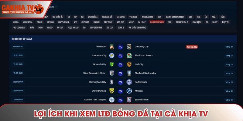 Lợi ích khi xem LTĐ bóng đá tại Cà Khịa TV